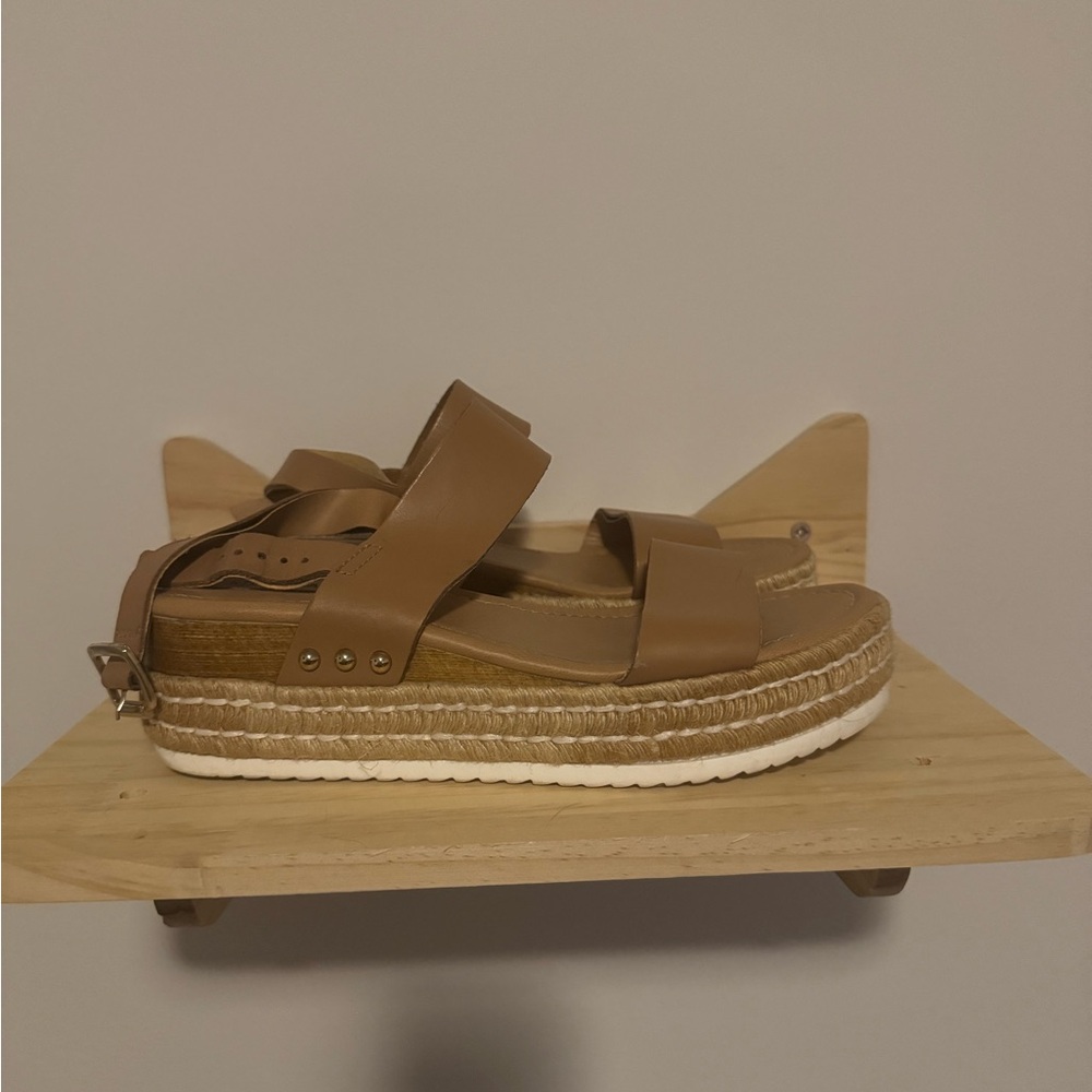 Steve Madden Tan Platform Espadrille Sandals - fits 8 size best